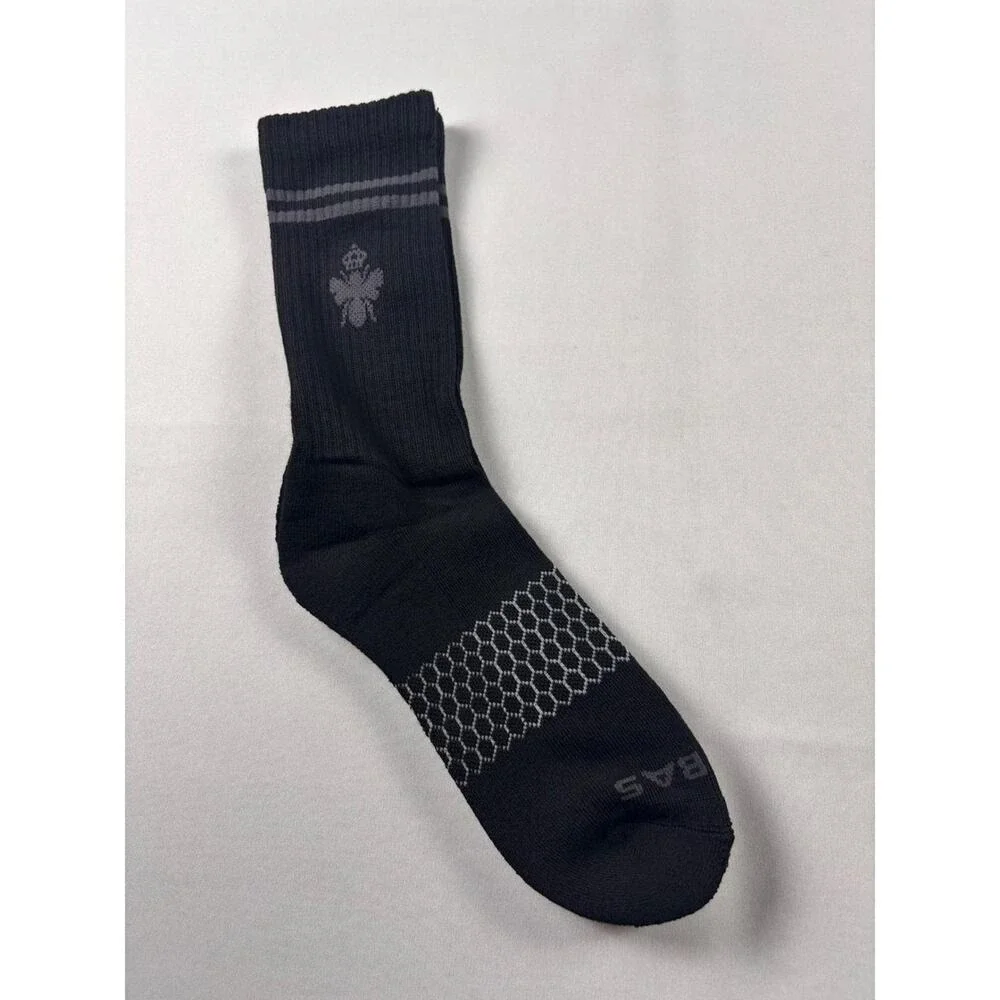 Bombas Manchester CityCrew Socks Black Grey Bee Crest Honeycomb Arch Support 3PK